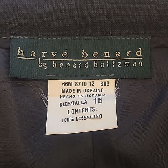 Harvé Benard Black Linen Red Floral Embroidered Maxi Skirt vintage Size 16 - Picture 10 of 11